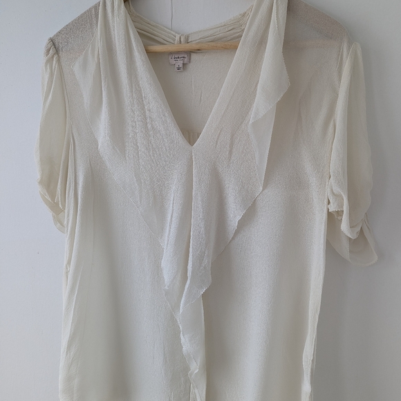 Aritzia Babaton Tinsley 100% Silk Ruffle Blouse - Cream - Size Small - Picture 2 of 14